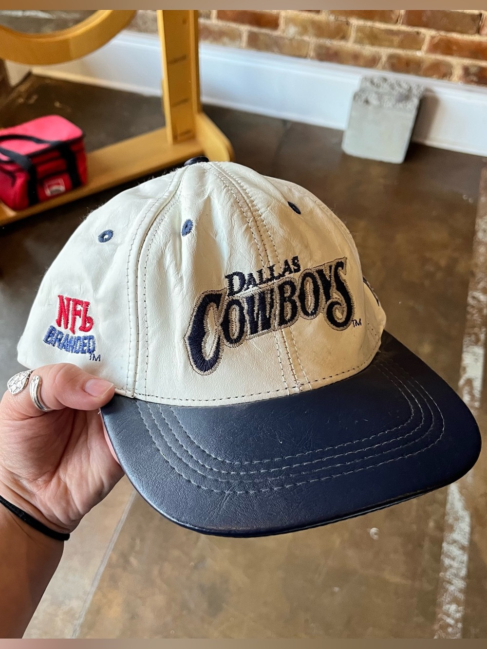 Vintage Modern Dallas Cowboys Genuine Leather Embroidered Snapback Hat Football